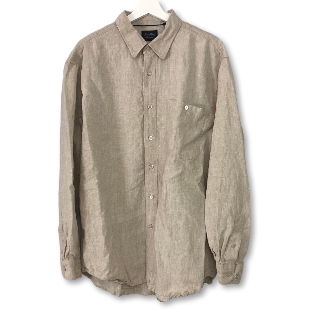 Casual Button-Down Linen Shirt in Beige